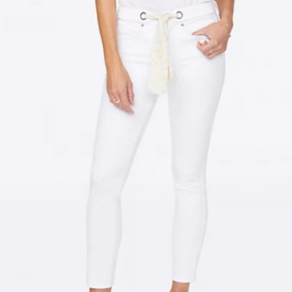 NWT NYDJ ALINA ANKLE DENIM LEGGINGS WAISTBAND SCARF OPTIC WHITE - Picture 1 of 16